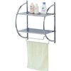 Home Basics 2 Tier Wall Mounting Chrome Plated Steel Bathroom Shelf with Towel Bar BS10105